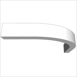 Curved light pelmet section for 300mm wall cabinet, unhanded
